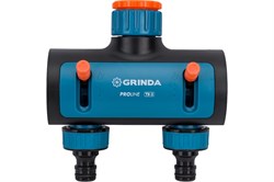 Распределитель GRINDA PROLine TS-2, регулируемый, 1"-3/4", 2-канальный, со штуцерами, пластиковый 23512
