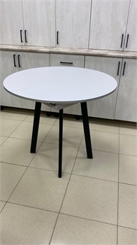 Стол обеденный раскладной ПГ-76, 1200(900)x900x730мм, ЛДСП 16мм, опора металлическая, круглый, Ледяной камень 91659