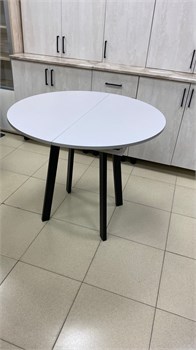 Стол обеденный раскладной ПГ-76, 1200(900)x900x730мм, ЛДСП 16мм, опора металлическая, круглый, Ателье светлое 91662