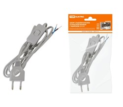 Шнур сетевой TDM ШУ03В SQ1305-0025, ШВВП 2х0.75мм2, 6А, 250В, IP20, 2м, с выключателем и плоской вилкой с вырезом, серебристый металлик 24661