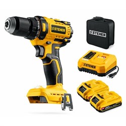 Дрель-шуруповерт аккумуляторная STEHER CB-65-22, 20В, 65Нм, 2 АКБ, 2Ач, в сумке 92414