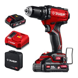 Дрель-шуруповерт аккумуляторная ЗУБР ДБ-65-22, 20В, 65Нм, 2 АКБ, 2Ач, в сумке 92369