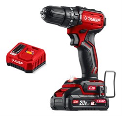 Дрель-шуруповерт аккумуляторная ЗУБР ДБУ-45-21, ударная, 20В, 45Нм, 1 АКБ, 2Ач 92374