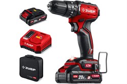 Дрель-шуруповерт аккумуляторная ЗУБР ДБУ-45-22, ударная, 20В, 45Нм, 2 АКБ, 2Ач, в сумке 92375