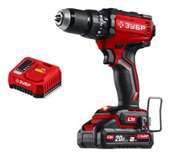 Дрель-шуруповерт аккумуляторная ЗУБР ДБУ-65-21, ударная, 20В, 65Нм, 1 АКБ, 2Ач 92377