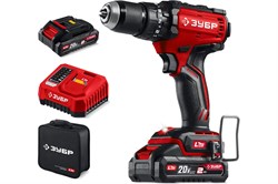 Дрель-шуруповерт аккумуляторная ЗУБР ДБУ-65-22, ударная, 20В, 65Нм, 2 АКБ, 2Ач, в сумке 92378
