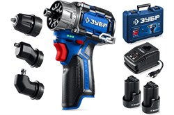 Дрель-шуруповерт аккумуляторная ЗУБР Профессионал DB-125-22 Комби №3, модульная, 12В, 45Нм, 2 АКБ, 2 Ач, в кейсе 92271