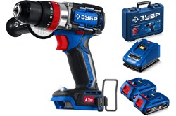 Дрель-шуруповерт аккумуляторная ЗУБР Профессионал DBS-70-22, ударная, 20В, 70Нм, 2 АКБ, 2Ач, в кейсе 92284