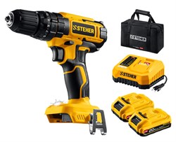 Дрель-шуруповерт STEHER CDS-40-22, аккумуляторная, ударная, 20В, 40Нм, 2 АКБ, 2 Ач, в сумке 92252