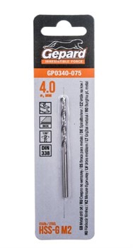 Сверло GEPARD 0340-075 по металлу, 4x43x75мм, цилиндрический хвостовик, HSS-G 89413
