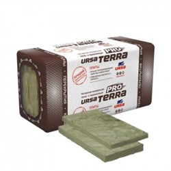 Утеплитель минеральная вата URSA Terra 34 PN PRO, 100х610х1000м, 2.44м2, 4 плиты в упаковке 83615