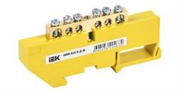 Шина PE "земля" IEK YNN10-69-6D-K05, 6 групп, 6х9мм, на DIN-изоляторе ШНИ-6х9-6-Д-Ж 88404