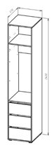 Шкаф открытый (модуль) АНЕТО 3, 2400x500x570мм, 3 ящика, ЛДСП кашемир 92997