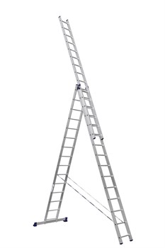 Лестница-трансформер Dogrular, 3-секционная, алюминиевая, 15 ступеней, регулируемая высота: 4.22/7.79/11.36м - фото 13601
