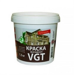 Краска фасадная VGT ВД-АК-1180, акриловая, 1.5кг, белоснежная, матовая 90600