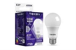 Лампа светодиодная TOKOV ELECTRIC А60-E27-10-4К, 10Вт, цоколь E27, 4000К, 176-264В, груша 79641