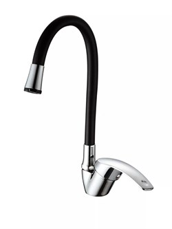Смеситель для кухни FRUD R40055-2, с гибким изливом, однорычажный, черный, силикон 90047