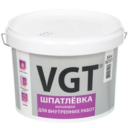 Шпаклевка/шпатлевка VGT, акриловая, для внутренних работ, 3.6кг 49926