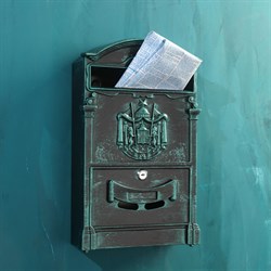Ящик почтовый Аллюр №4010В (4), 405x255мм, зеленая патина, с замком - фото 16855