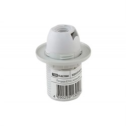Электрический патрон Е14 термостойкий пластик, с кольцом, Белый, - фото 22377