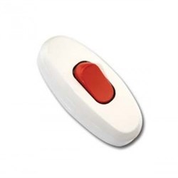 Переключатель  на шнур MAKEL белый с красной клавишей 10080 - фото 23366
