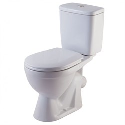 Унитаз-компакт Rosa ЛИРА, нижняя подводка, косой выпуск, сиденье полипропилен, белый 39398