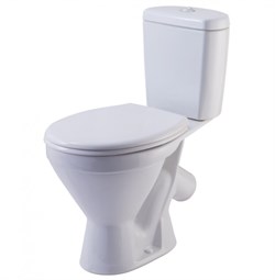 Унитаз-компакт Rosa СТАНДАРТ, нижняя подводка, косойвыпуск, однорежимная арматура, сиденье полипропилен, белый 35807