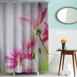 Шторка для ванной комнаты тканевая Цветы MZ-80, 180x200см, водонепроницаемая - фото 29364