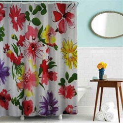 Шторка для ванной комнаты тканевая Яркие цветы MZ-81, 180x180см, водонепроницаемая - фото 29365