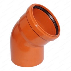 Отвод канализационный 160мм 45 градусов, наружный, с кольцом, оранжевый - фото 32192