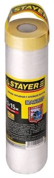 Пленка STAYER Маскер укрывная защитная с клейкой лентой, 2.1x15м, 10мкм - фото 32947