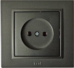 Розетка одноместная СП Zena Led 500-011100-215, 16А, IP20, без заземления, скрытой проводки, дымчатый 49883 - фото 35013