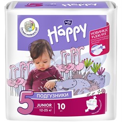 Подгузники гигиенические для детей BABY HAPPY Junior 5, 12-25кг, 10шт - фото 35478