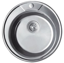 Мойка кухонная врезная Haiba HB S490-06, 490x160мм, круглая, нержавеющая сталь, матовая - фото 36950