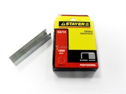 Скобы STAYER PROFI для степлера, тип 53, 14мм, закаленные, тонкие, красные, упаковка 1000шт - фото 39006