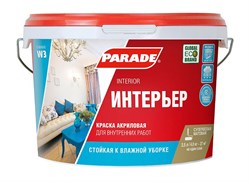 Краска акриловая PARADE CLASSIC W3 Интерьер, интерьерная, 2.5л, белая, матовая 60634 - фото 40528