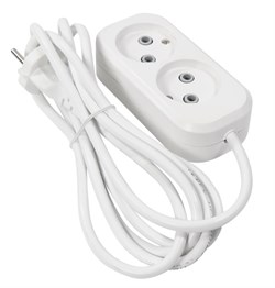 Удлинитель электрический RUKA (T-plast) 32-74-220-0402, ПВС 2х0.75мм2, 2 розетки, 10А, IP20, 2м, белый 46658