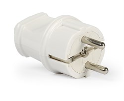 Вилка электрическая SmartBuy SBE-16-P01-w, 16А, 250В, с заземлением, прямая, белая - фото 40755