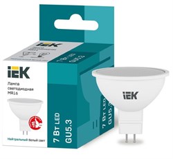 Лампа светодиодная IEK LLE-MR16-7-230-40-GU5.3, 4000К, 7Вт,220В, матовая, GU5.3 - фото 41154