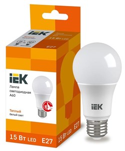 Лампа светодиодная IEK ECO LLE-A60-15-230-40-E27, А60, 4000К, 15Вт, 230В, Е27 - фото 41157
