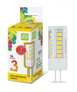 Лампа светодиодная ASD LED-JC-G4-standart, 4000К, 3Вт, 12В, 270Лм, G4 - фото 41197