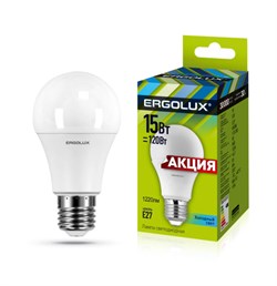 Лампа светодиодная Ergolux LED-A60-15W-E27-4K, ЛОН, 15Вт, 180-240В, Е27 - фото 41256