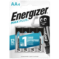 Батарейка Energizer МАХ Plus E91 АА, алкалиновая/щелочная, пальчиковая, упаковка 4шт. - фото 42178