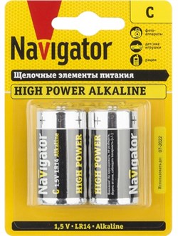 Батарейка Navigator 94754 LR14, алкалиновая/щелочная, бочонок, упаковка 2шт - фото 42191