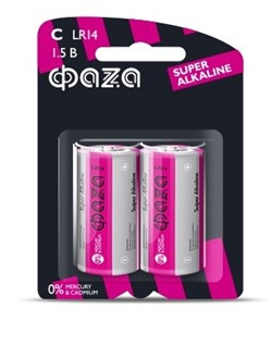 Батарейка ФАZА LR 6 Super Alkaline BL-2, алкалиновая/щелочная, пальчиковая, упаковка 2шт. - фото 42221