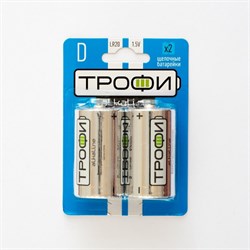 Батарейка ЭРА ТРОФИ С0034933, LR20-2BL, алкалиновая/щелочная, цилиндрическая, упаковка 2шт - фото 42229