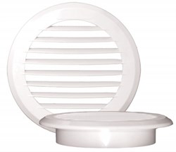 Решетка вентиляционная EVENT ПКС145/100, диаметр 100мм, с фланцем, с жалюзи, круглая, пластиковая, белая - фото 42283