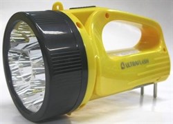 Фонарь-прожектор Ultraflast 12859 LED 3816SM, аккумуляторный 4В 0.8Ah, 9 светодиодов, 80Лм, 2 режима, встроенная вилка, 220В, жёлтый 39500 - фото 43527