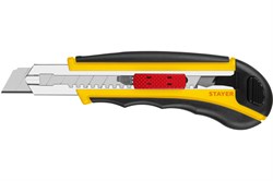 Нож с автостопом STAYER HERCULES-18, с дополнительным фиксатором, с сегментированным лезвием, с автозаменой лезвий, 8 запасных лезвий в комплекте, 18мм - фото 47468