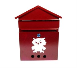 Ящик почтовый Домик №2 Сова, 350x240мм, вишня, с замком - фото 48058